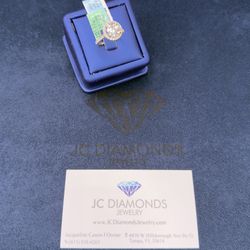 Ring Round Lab Diamond Center Stone 14k Gold  