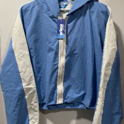 Prince Pickleball Cropped Windbreaker Womens XL Blue Hooded Full Zip Jacket NWT