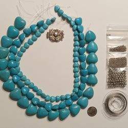 Chalk Turquoise Hearts Statement Necklace Kit02