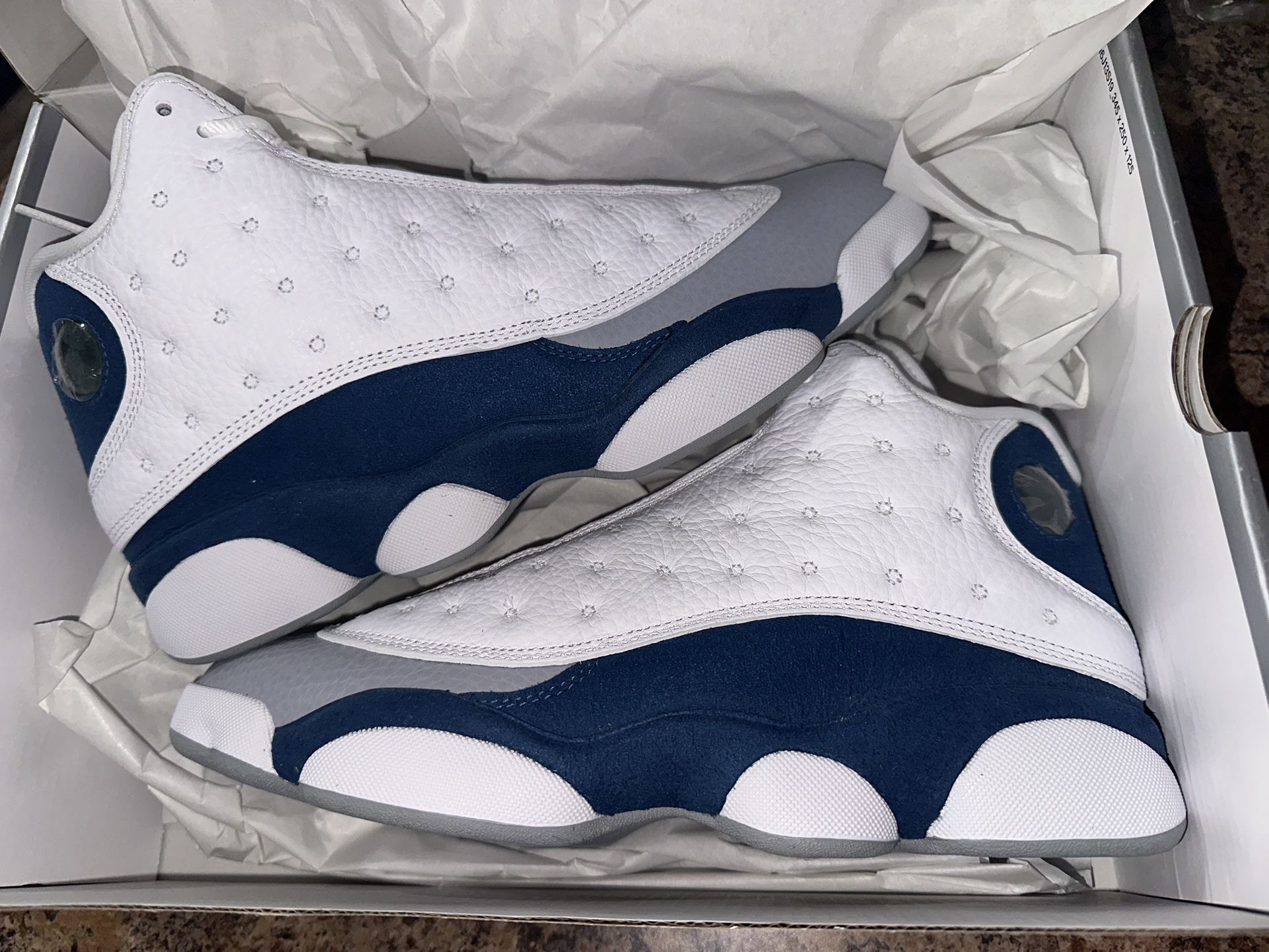 Brand new Jordan 13 Retro White/French Blue/Fire Red, men's size 10!