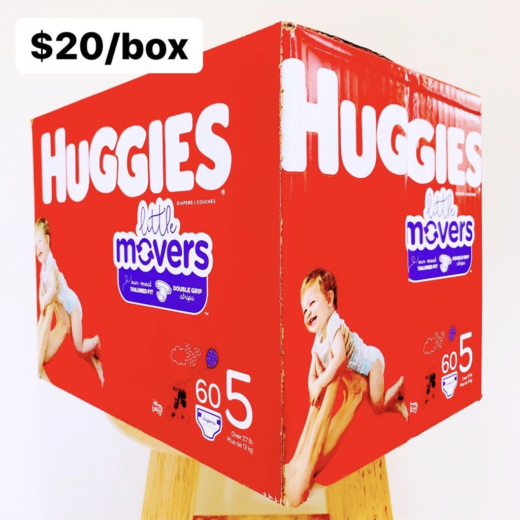 Size 5 (Over 27 lbs) Huggies Little Movers (60 baby diapers)