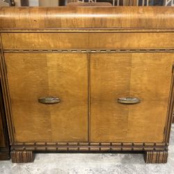 Antique Bassett Waterfall Server Buffet Cabinet