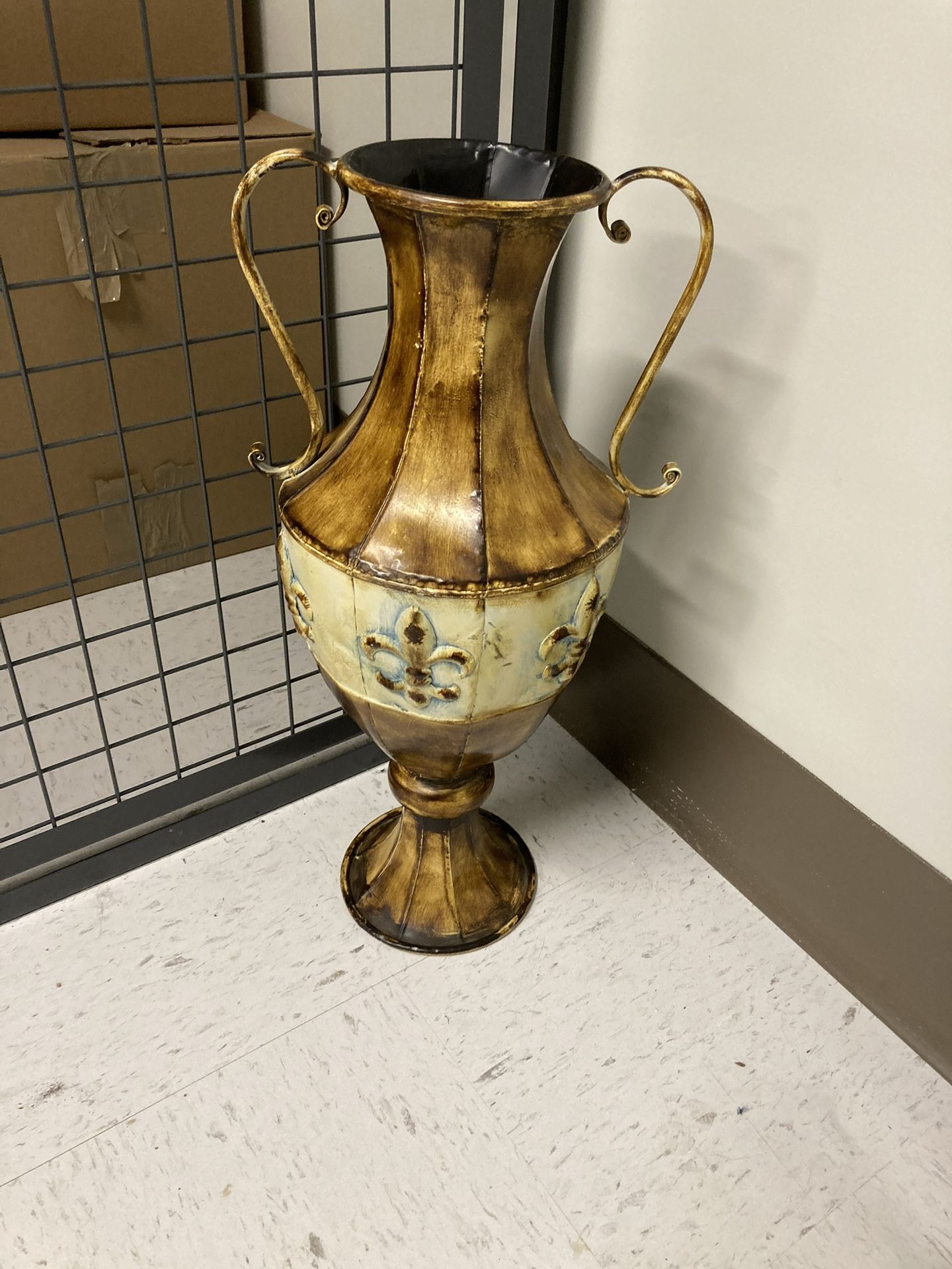 25 inch decorative metal vase