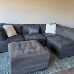 Gray Modular Sectional Sofa Couch Sala 