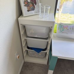 Storage unit with boxes, white/white, 18 1/8×11 314×37 " kids drawer