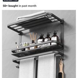 Brand New Black Bathroom Towel Rack & Storage Shelf, $60 on Amazon