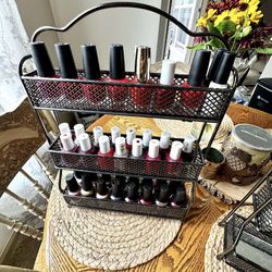 Black metal nail polish organizer