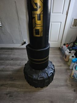 I'm selling this freestanding punching bag with boxing gloves