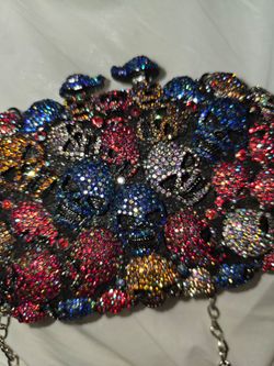 Multi Color Blinged Skull clutch
