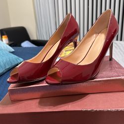Size 8.5 Women’s Heels Red Peep Toe Pumps