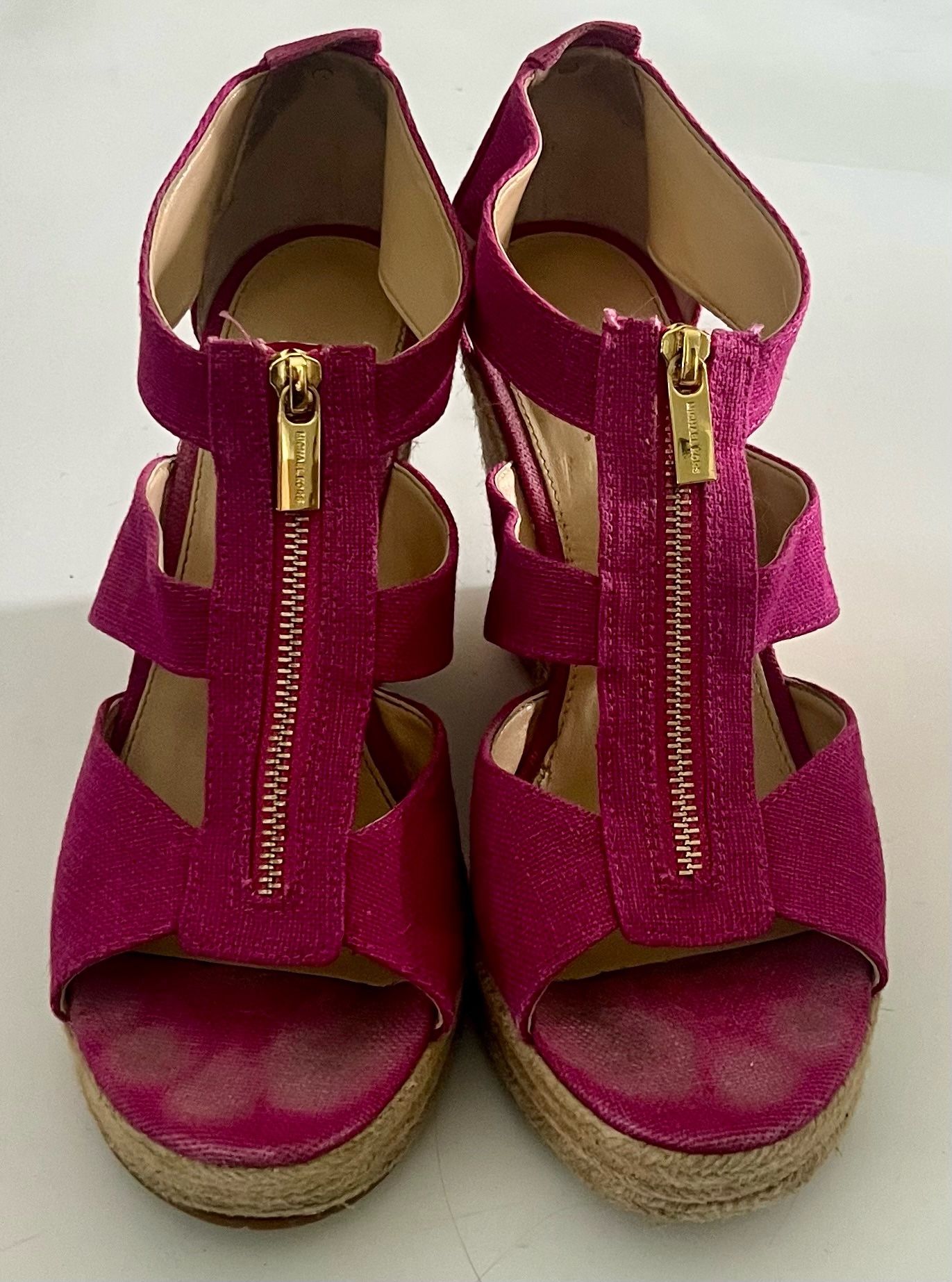 Michael Kors Women's Damita Pink Wedge Platform Espadrille Sandals Size 10