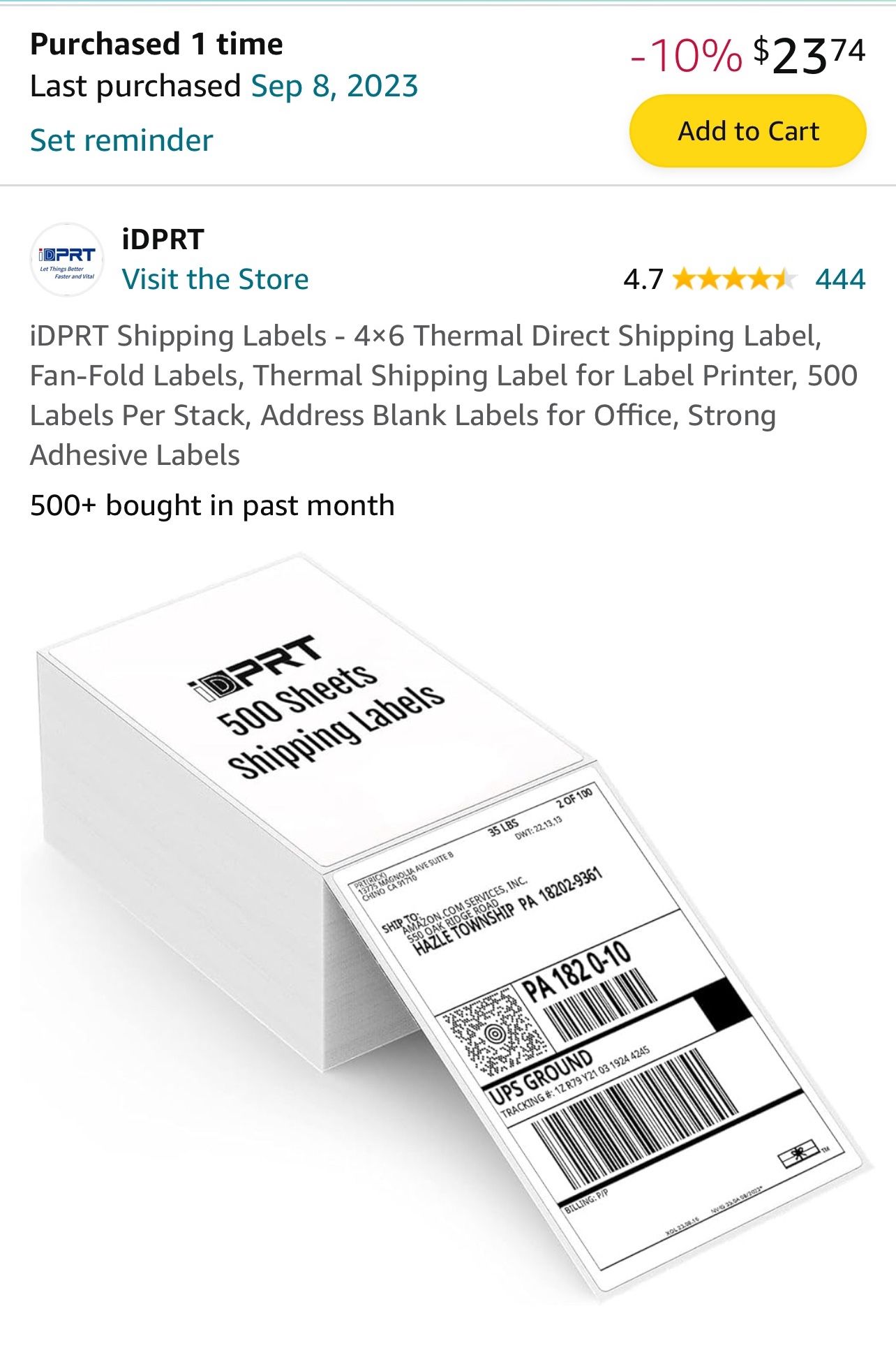 500 Blank Shipping Labels