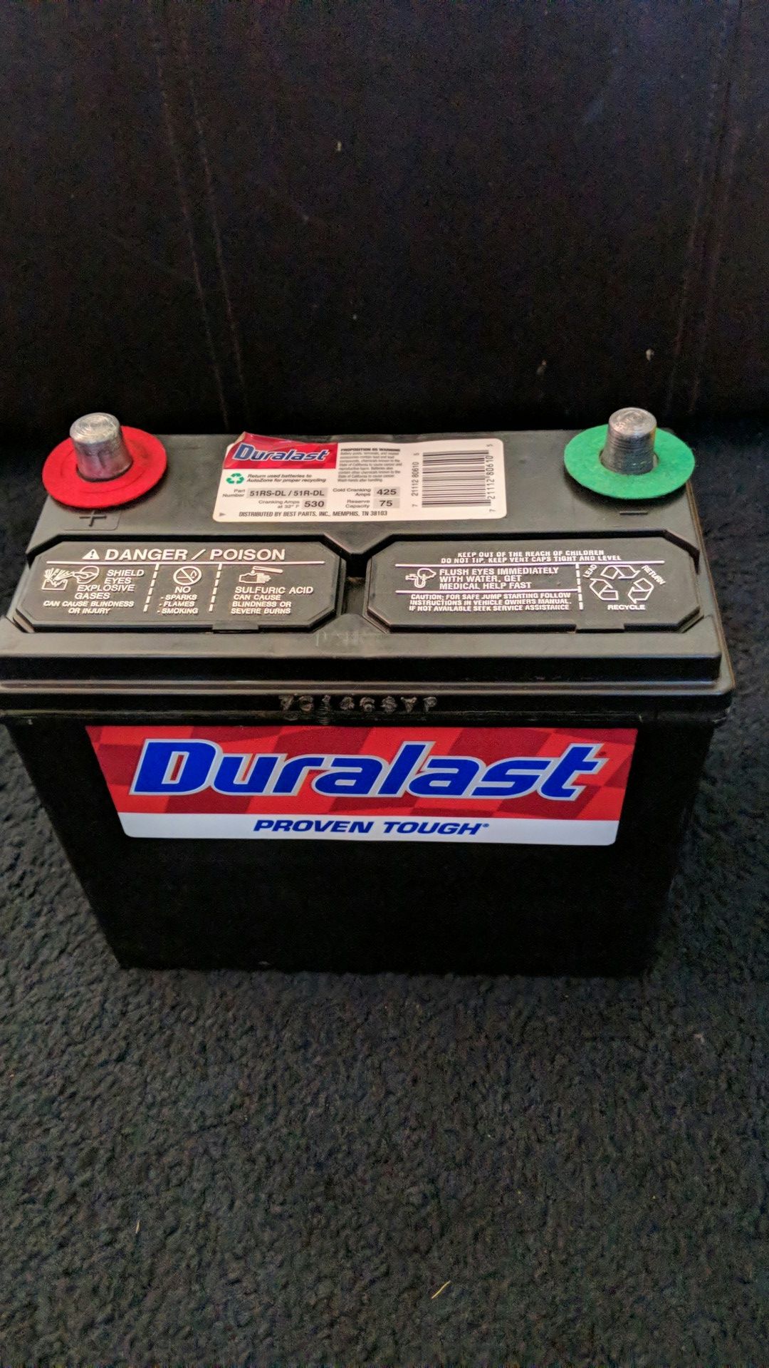 DURALAST car battery size 51RS-DL/51R-DL for Honda vehicles