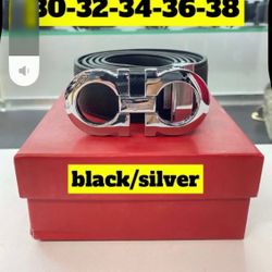 Gancini Black And Silver Belt 