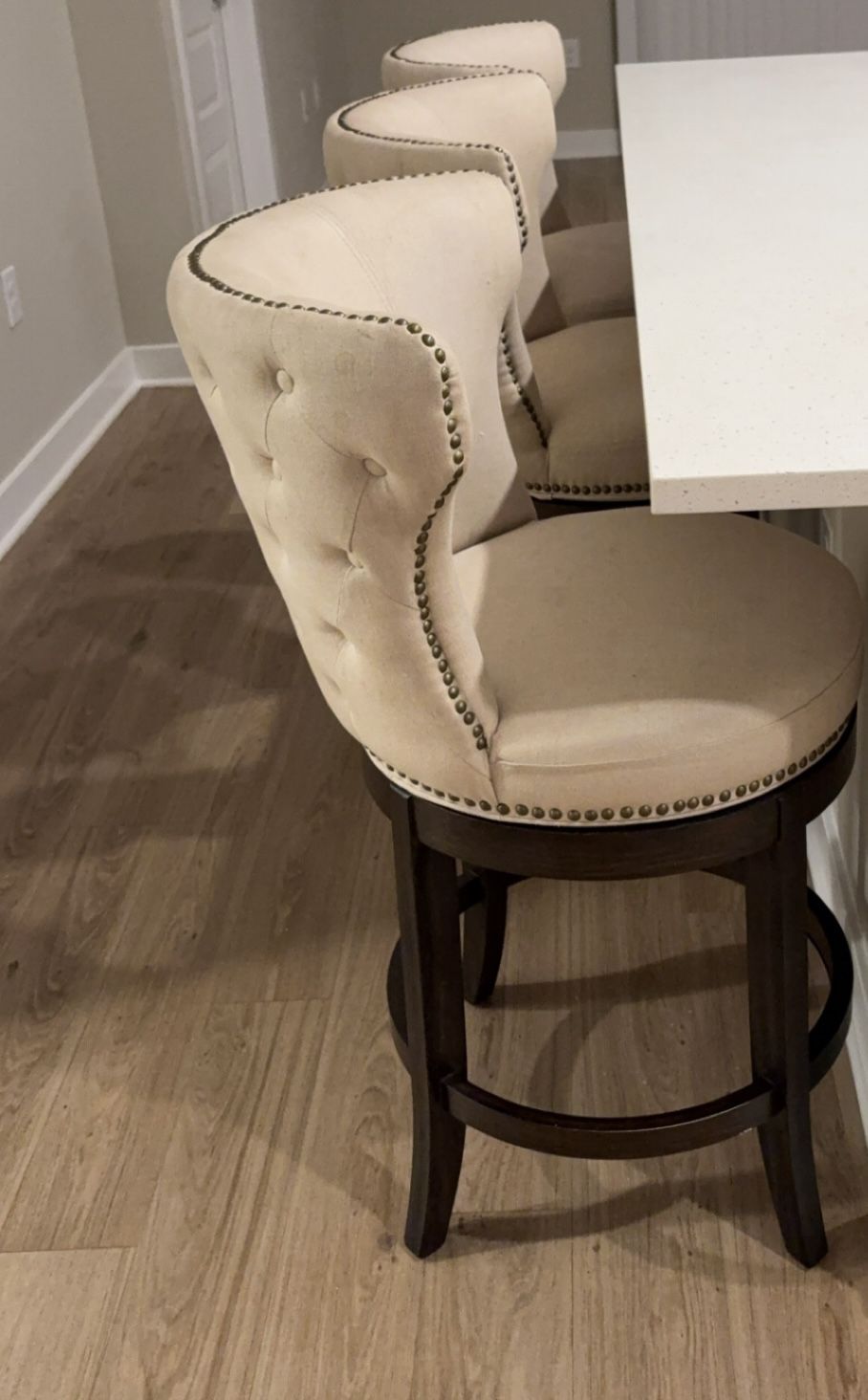 3 Beige Bar Stools