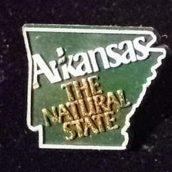 Arkansas The Natural State Green Plastic Vintage Collectible Lapel Pin 