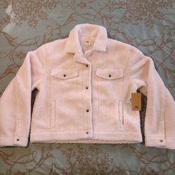 Vans Boxy Sherpa Light Pink Comfy Cozy Shacket Jacket Women Size Large