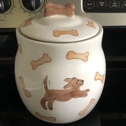 Large Ceramic Dog Bone Canister, Doggie Cookie Jar