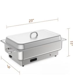 R4） Garvee Electric Chafing Dish Buffet Set, 3 × 3 QT Food Warmer With Stainless Steel Lid, 400W Temperature Control 86-200°F, Stainless Steel Chafer 