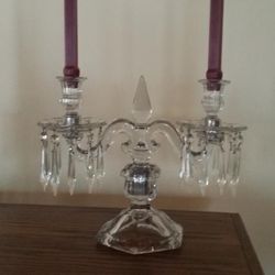 Antique HEISEY “OLD WILLIAMSBURG” Crystal Candlesticks Candelabra Set