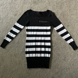 VENUS Stripped Long Sleeve Fitted Sweater Dress S casual classic sexy feminine