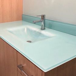New in box Tempered Glass Sink With 6” Backsplash