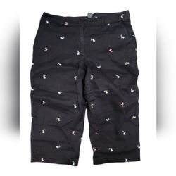 Briggs New York 14P Black Capri with Colorful Flower Accents - Has Pet Hair