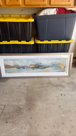 58x21 Elise Green painting framed
