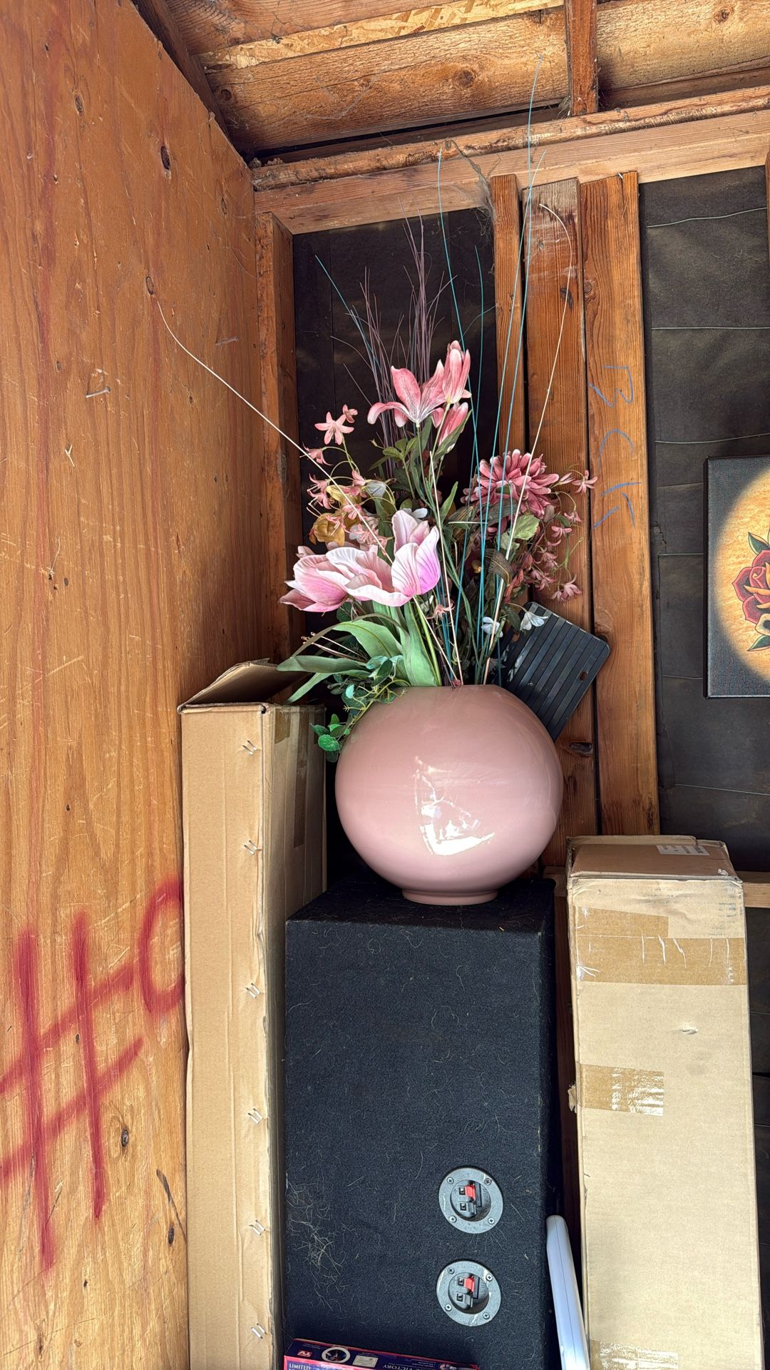 Pink Flower Case With Artificial Flowers 