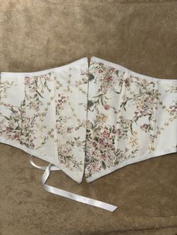Romantic Floral Lace-Up Corset Belt – Cottagecore Waist Cincher (Size Small)