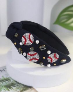 1pc Women's Solid Color Rhinestone Decor Baseball Cap Style Hair Band, Black/Khaki/Green/Red