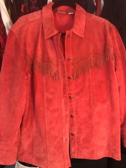Women chicos jacket red suede leather size 2 (Large)