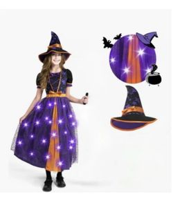Spooktacular Creations Girls Light-Up Witch Costume Size Sm 5-7 Years Halloween