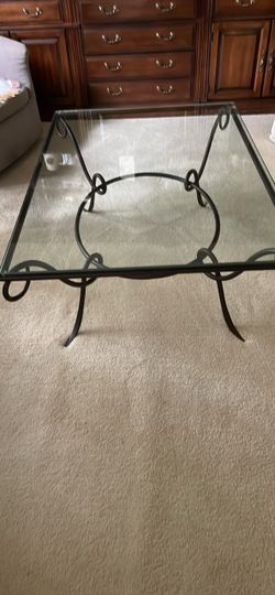 Glass Top Wrought Iron Coffee Table
