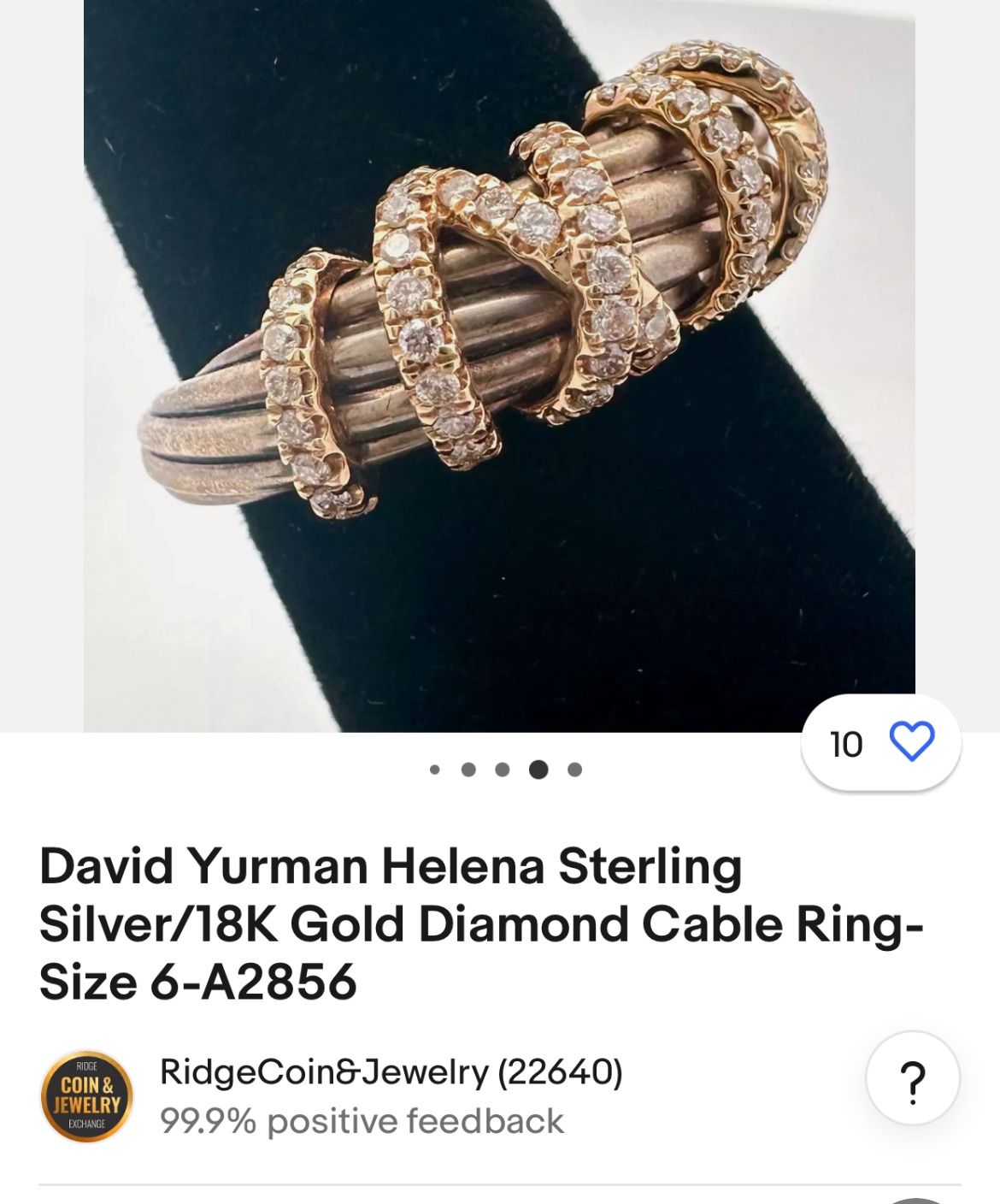 David yurman Gold Steel & Diamond Ladies Ring