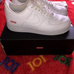 White Supreme Air Force 1s