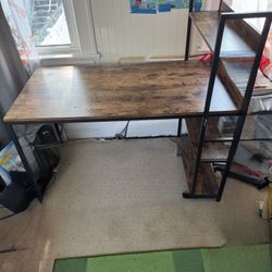 desk with book shelf