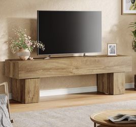 RY0239 Brown TV Stand Fits TVs up to 55 to 65 in. Low TV Console Table for Living Room