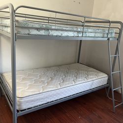 Metal Twin Bunk Bed With Mattresses