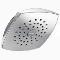 Delta Chrome 1-Spray Rain Shower Head RP64859 with Arm and Flange