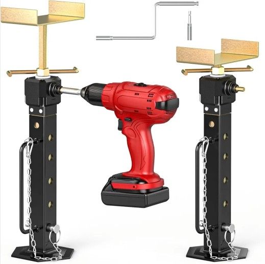 2 Pcs RV Slide Out Support Jacks 13"-26" Camper Slide Out Stabilizer Jacks(Electric Drill Adjust),Travel Stabilizer Jacks Stand