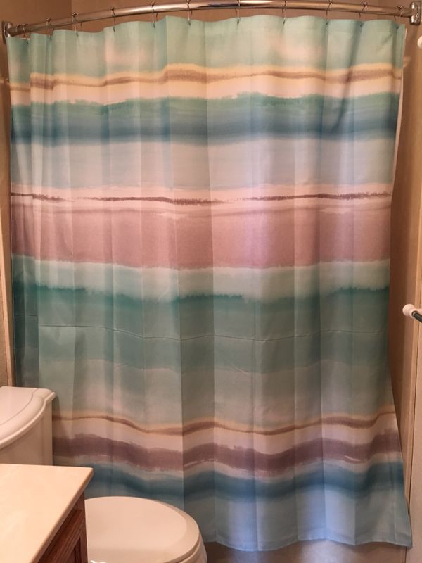 Mainstays Fabric Shower Curtain Liner And Hooks Watercolor Mainstays Fabric Shower Curtain Liner And Hooks Watercolor Stripe