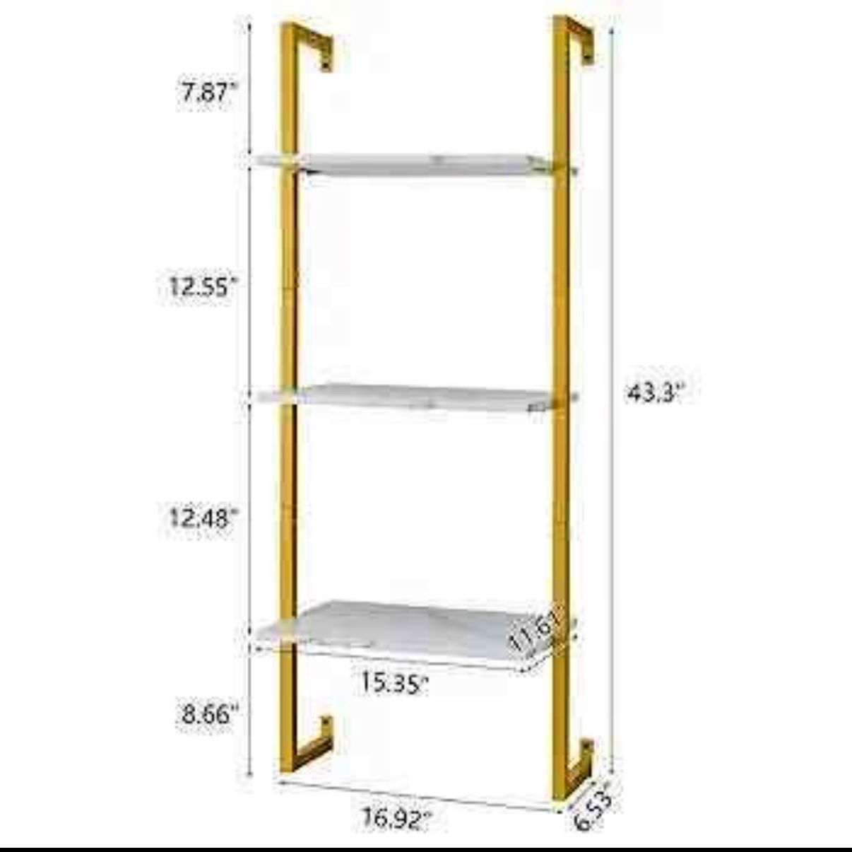 Tajsoon Ladder Shelf, 3-Tier Bookshelf, Wall Mounted Ladder Shelf, Industrial Bookcase, Open Storage