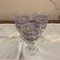 3 Sango Glassware The Sweet Shoppe by Sue Zipkin 2 Stemmed Goblets Retired 12oz