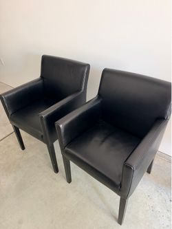 2 Black Leather Chairs
