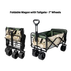Foldable Wagon with Tailgate - 7" Wheels