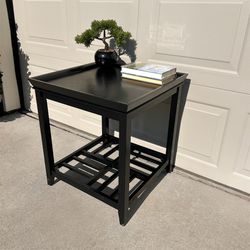 Black End Table w/ Lower Level Storage 
