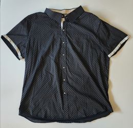 CRAFT + FLOW Mens size XXL short sleeve button up black collared shirt