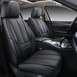 Coverado Car Seat Covers Full Set, Seat Covers for Cars, Black Car Seat Cover, Car Seat Protector Waterproof, Nappa Leather Car Seat Cushion, Car Seat