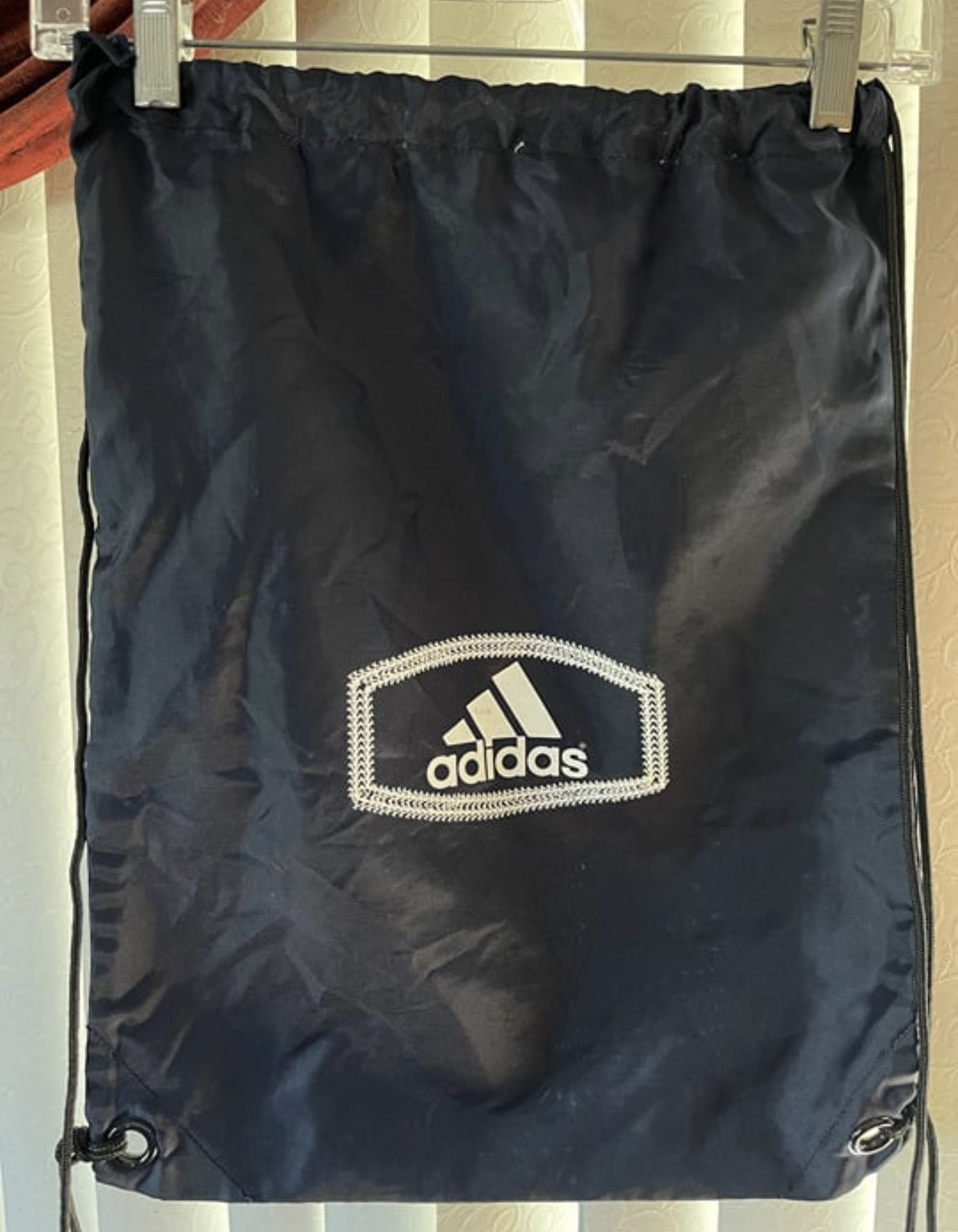 Adidas Drawstring Athletic Gym Shoes / Book Bag Backpack Blue w/ White Logo